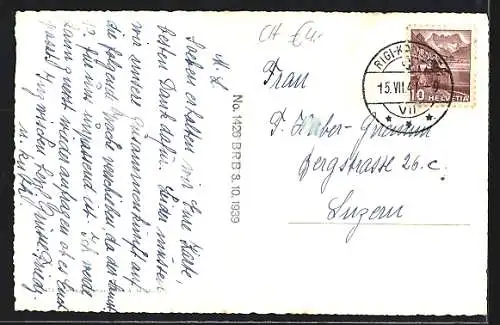 AK Rigi Kulm mit Rigi-Scheidegg u. den Glarner u. Unteralpen, Bergbahn