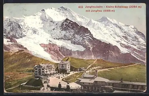 AK Kleine Scheidegg, Hotels, Bahn-Restaurant und Jungfrau