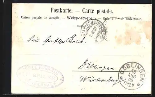 Künstler-AK Wengernalp mit Bergbahn