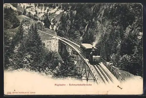 AK Rigibahn auf der Schnurtobelbrücke