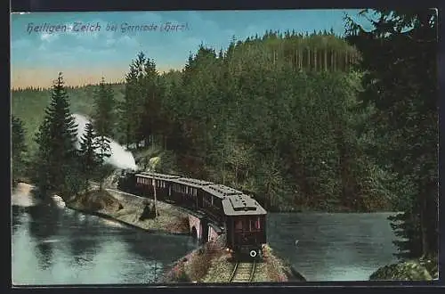 AK Heiligen-Teich / Harz, Harzquerbahn zwischen Gernrode-Mägdesprung