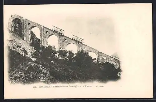 AK Lourdes, Funiculaire du Grand-Jer, Le Viaduc, Bergbahn