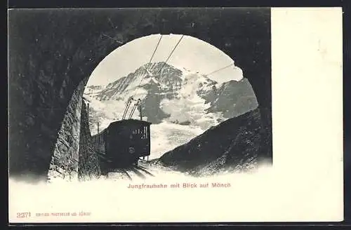 AK Jungfraubahn mit Blick auf Mönch