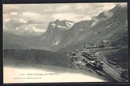 AK Kleine Scheidegg, Bahnhof der Bergbahn und Wetterhorn