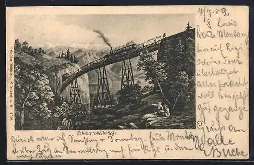 AK Schnurtobelbrücke mit Bergbahn