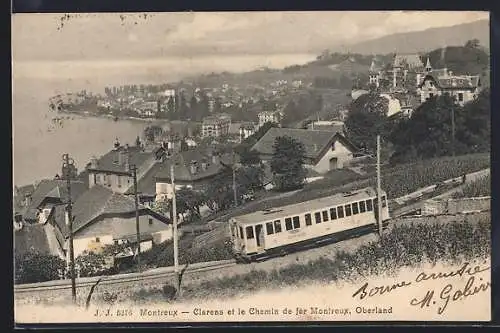 AK Montreux, Clarens et le Chemin de fer Montreux, Oberland, Bergbahn