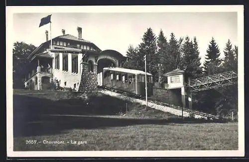 AK Chaumont, La gare, Bahnhof der Bergbahn