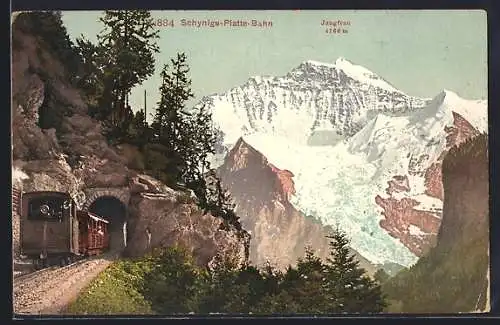 AK Schynige-Platte, Bergbahn am Tunnel mit Jungfrau