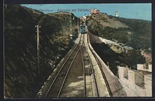AK Barcelona, Funicular del Tibidabo, Bergbahn
