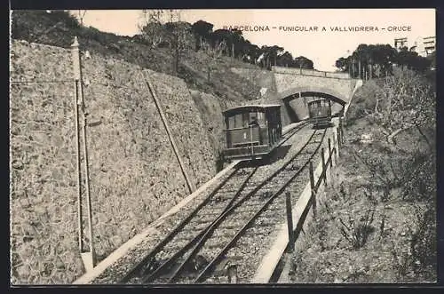 AK Barcelona, Funicular a Vallvidrera, Cruce