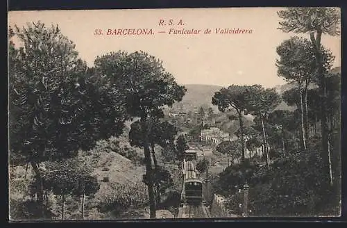 AK Barcelona, Funicular de Vallvidrera, Bergbahn