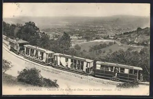 AK Auvergne, Chemin de Fer du Puy-de-Dôme, Le Grand Tournant, Bergbahn