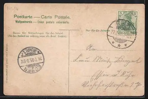 AK Bad Ems, Malbergbahn fährt durch Waldpartie