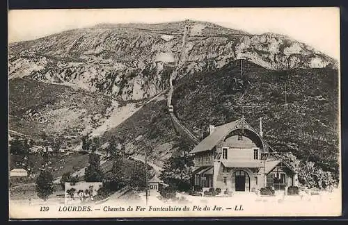 AK Lourdes, Chemin der Fer Funiculaire du Pic du Jer, Bergbahn