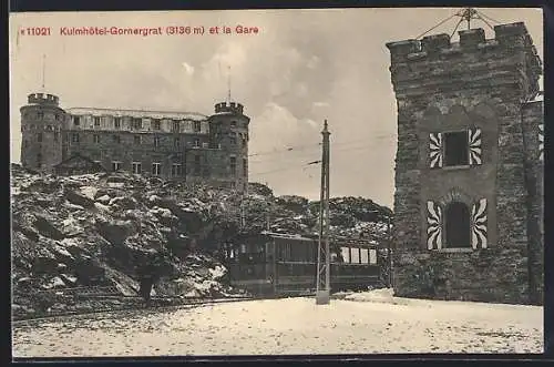 AK Gornergrat, Kulmhotel & Bahnhof der Bergbahn, Grand Hôtel Beau-Site, Hôtel Zermatterhof, Hôtel Riffelberg A. Gindraux