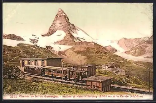 AK Chemin de fer du Gornergrat, Station et Hotel Riffelberg et le Cervin, Bergbahn