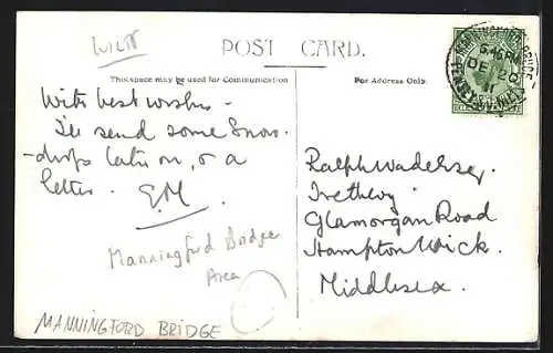 AK Manningford Bridge, Blick auf ein Wohnhaus