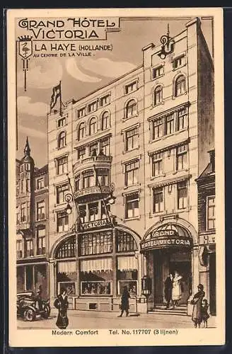 Künstler-AK La Haye, Grand Hotel Victoria, Wapen