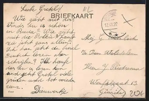 AK Wieringerwaard, Strassenpartie mit Geschäftshäusern, Kanalpartie mit Brücke, Villa