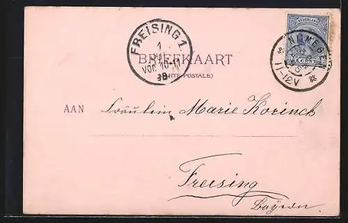 Lithographie Nijmegen, Hotel Keizer Karel, Ruine op het Valkhof, Klooster