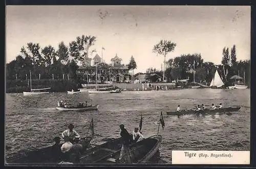 AK Tigre, Gasthaus mit Ruderbooten