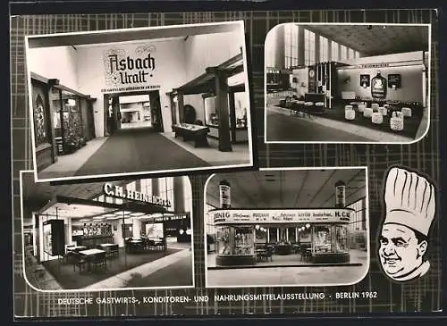AK Berlin, Deutsche Gastwirts-, Konditoren- & Nahrungsmittelausstellung 1962, Ansichten der Ausstellung