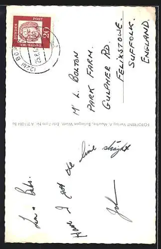 AK Boppard a. Rh., Alte Burg, Sesselbahn und Severuskirche im Weinflaschen-Passepartout