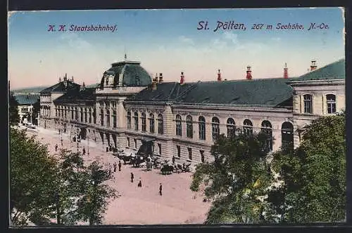 AK Sankt Pölten, K. K. Staatsbahnhof