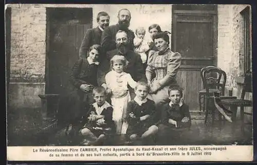 AK Bruxelles / Brüssel, Le Révérendissime Père Cambier, Missionar mit Gattin und 8 Kindern, 1910