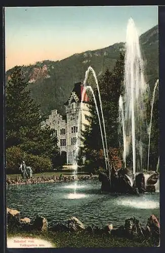 AK Glarus, Bahnhof vom Volksgarten aus