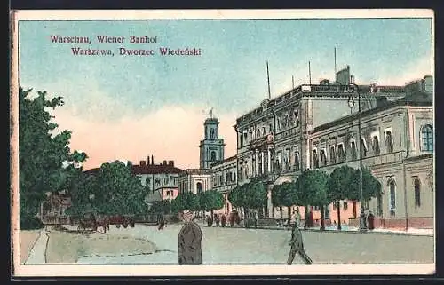 Künstler-AK Warschau, Wiener Bahnhof