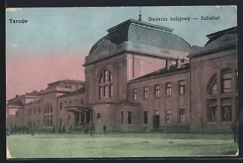 AK Tarnów, Bahnhof mit Vorplatz