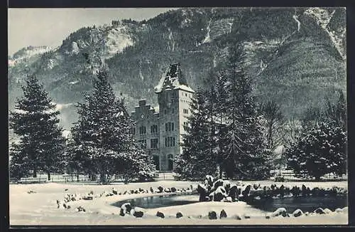 AK Glarus, Bahnhof im Winter
