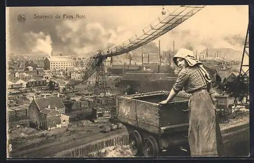 AK Pays Noir, Bergbauarbeiterin vor Panorama