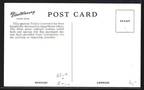 AK Los Angeles, CA, Union Station, Ticket Concourse, Bahnhof