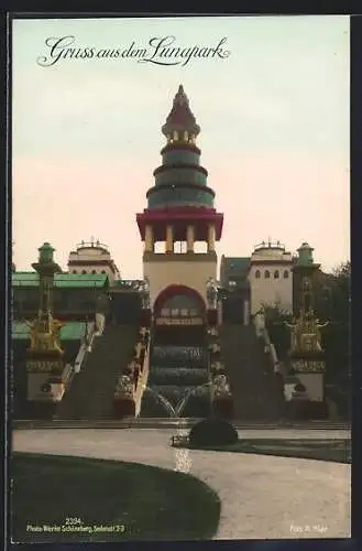 AK Berlin-Halensee, Lunapark mit Grünanlage