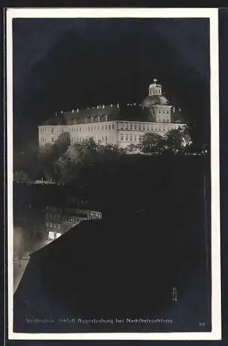 AK Weissenfels, Schloss Augustusburg bei Nachtbeleuchtung