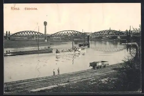 AK Riesa, Blick auf die Eibbrücke