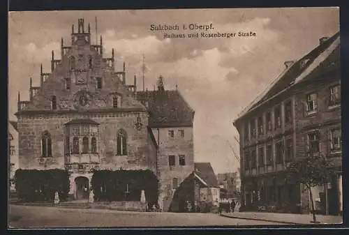 AK Sulzbach i. Oberpf., Rathaus und Rosenberger Strasse