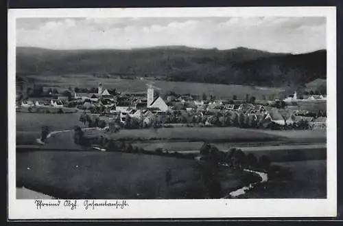 AK Pfreimd /Obpf., Ortsansicht mit Bergpanorama