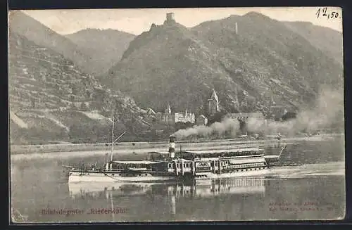 AK Rheindampfer Niederwald in Fahrt