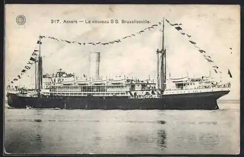 AK Passagierschiff SS Bruxellesville in Flaggengala