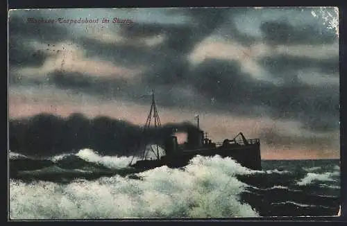 AK Hochsee-Torpedoboot im Sturm