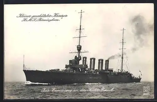 AK Erinnerung an den Kieler Besuch, Kriegsschiff Kreuzer H.M.S. Birmingham