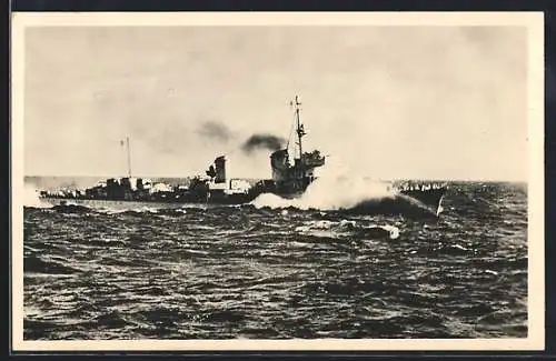 AK Zerstörer der Kriegsmarine in der Nordsee