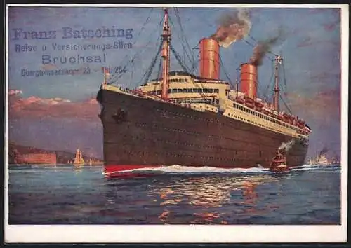 Künstler-AK Dampfer Columbus vor der Küste