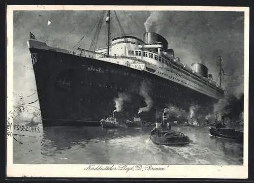 AK Passagierschiff Bremen in Fahrt