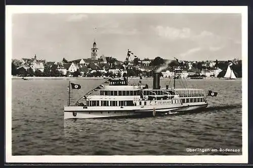 AK Überlingen am Bodensee, Raddampfer Stadt Überlingen auf dem Bodensee