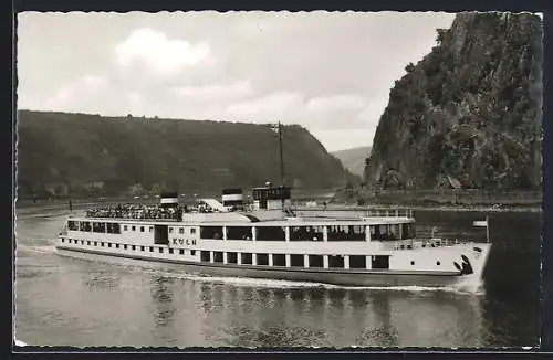 AK Motorschiff Köln mit Passagieren auf dem Rhein
