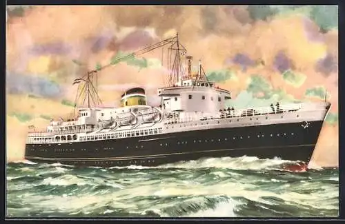Künstler-AK MS Koningin Emma in voller Fahrt